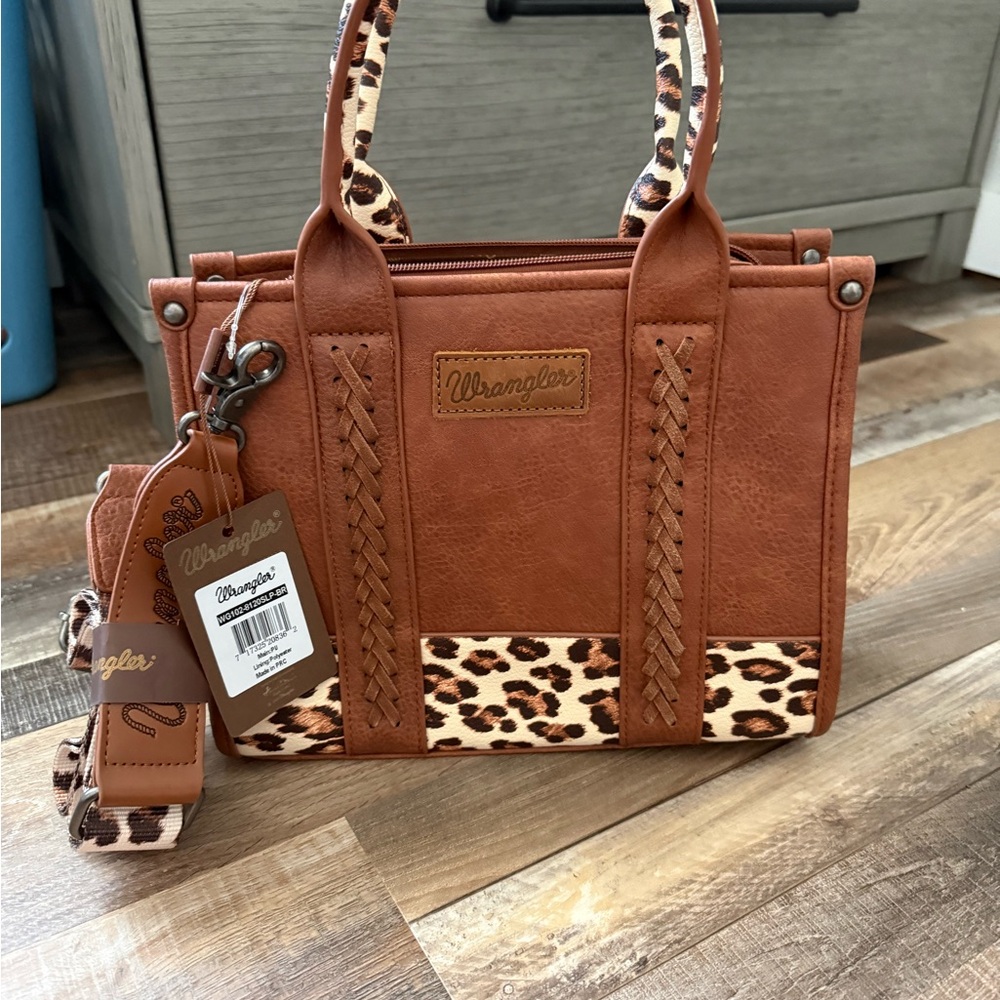Wrangler Tan and Leopard Women's Satchel